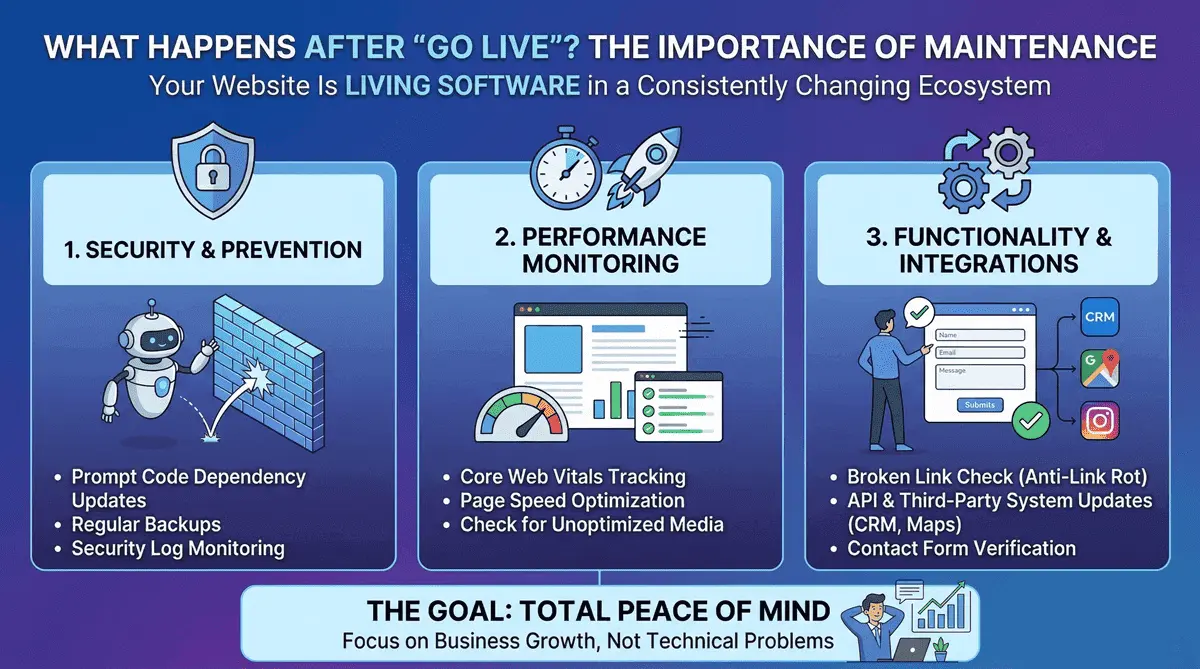 Manutenzione e Sicurezza Siti Web Monitoraggio e manutenzione server per un'applicazione web sicura.
